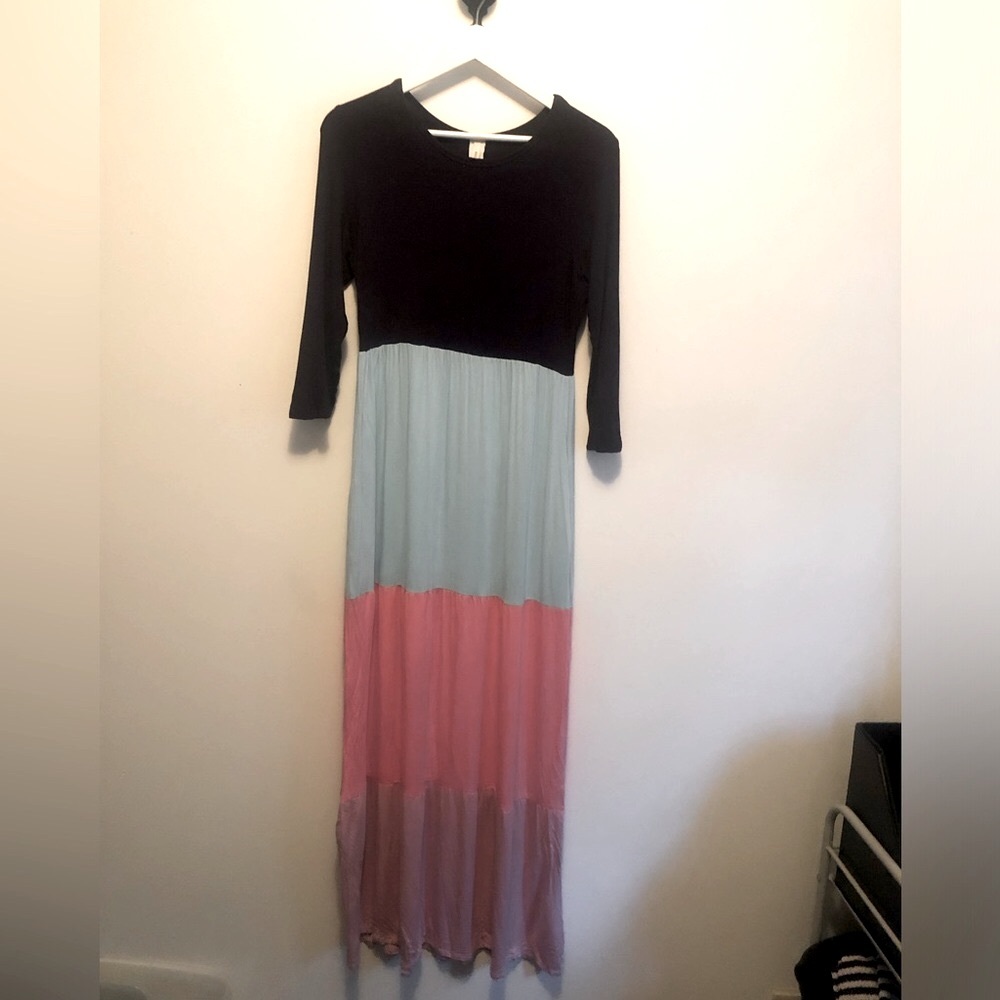 Bellamie Colorblock Maxi Dress - Black, Blue, Pink